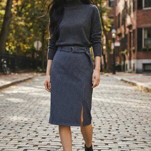 Jenna Rose Womens Black & White Houndstooth Wrap Skirt XL Polyester Rayon Blend